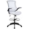 Flash Furniture Kelista Mid-Back White Mesh Ergonomic Drafting Chair with Adjustable Foot Ring and Flip-Up Arms BL-X-5M-D-WH-GG - alternate 4